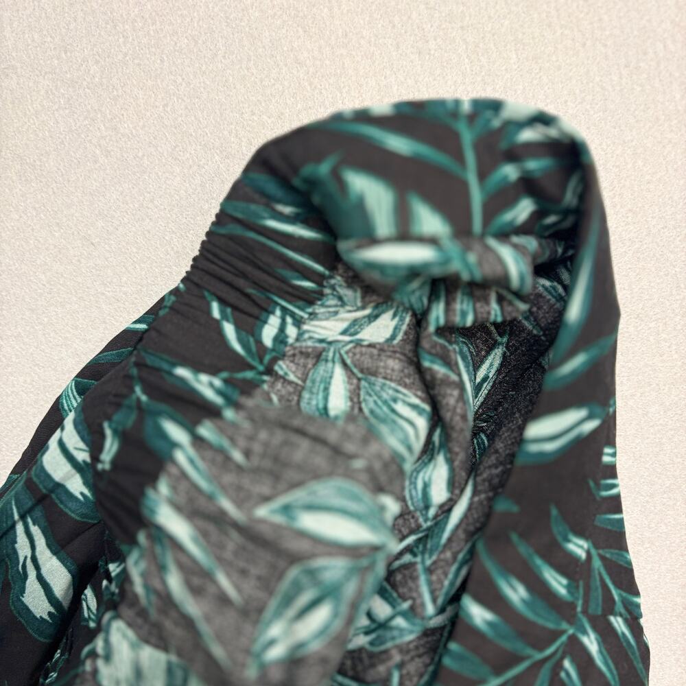 Long Tall Sally Wide Leg Pants LTS Black Green Tropical Print Trousers 18 XLONG - Picture 11 of 13